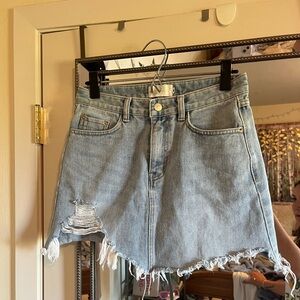 Denim cut off jean skirt